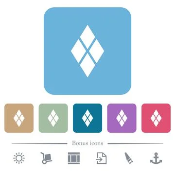 Diamond tile pattern flat icons on color rounded square backgrounds Stock Illustration