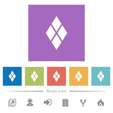 Diamond tile pattern flat white icons in square backgrounds Stock Illustration