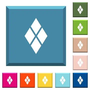 Diamond tile pattern white icons on edged square buttons Illustrazione stock