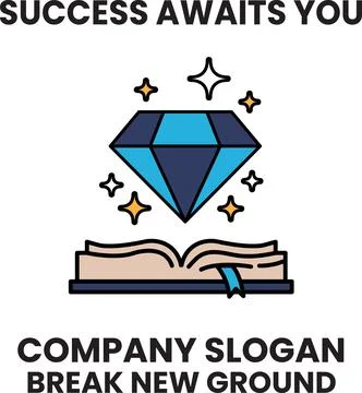A diamond is on top of an open book Stock Illustration