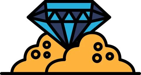 Diamond is on top of a pile of rocks Stock Illustration