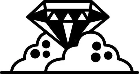 Diamond is on top of a pile of rocks Stock Illustration