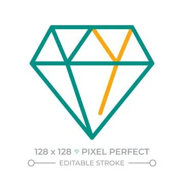 Diamond two color line icon Stock Illustration