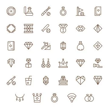 Diamond Vector Icon Library with 35 Regular Line 256x256 Display Perfect De.. Stock Illustration