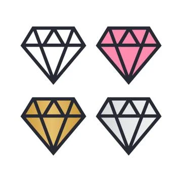 Diamond vector icons set. Brilliant vector icon Stock Illustration
