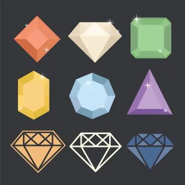 Diamond vector icons set Stock Illustration
