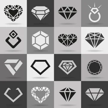 Diamond vector icons set  Stock Illustration
