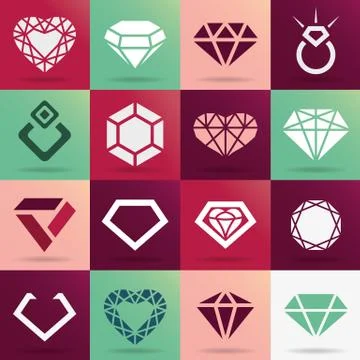 Diamond vector icons set  Stock Illustration