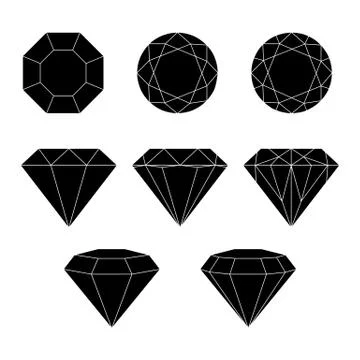 Diamond vector icons set. Stock Illustration