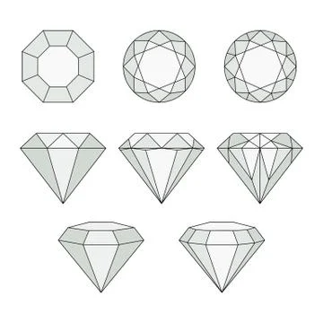 Diamond vector icons set. Stock Illustration