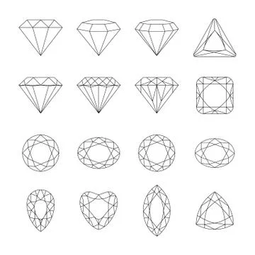 Diamond vector icons set. Stock Illustration