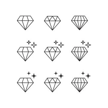 Diamond vector icons set Illustrazione stock