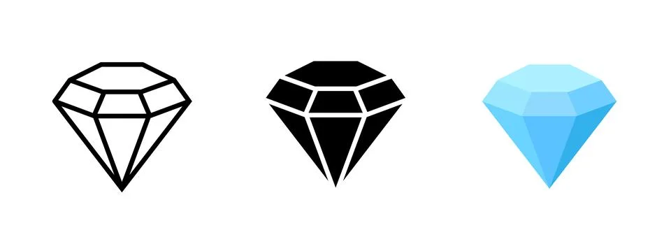 Diamond vector outline value icon. Diamond gem clipart jewel marriage symbol Stock Illustration