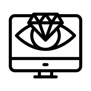 Diamond vision computer screen icon vector outline illustration Stock Illustration