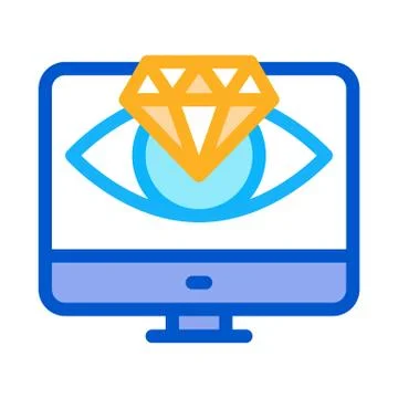 Diamond vision computer screen icon vector outline illustration Illustrazione stock
