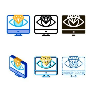 Diamond vision computer screen icon variations vector outline 스톡 일러스트
