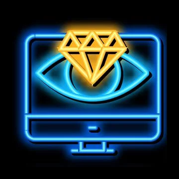 Diamond vision computer screen neon glow icon illustration Illustrazione stock