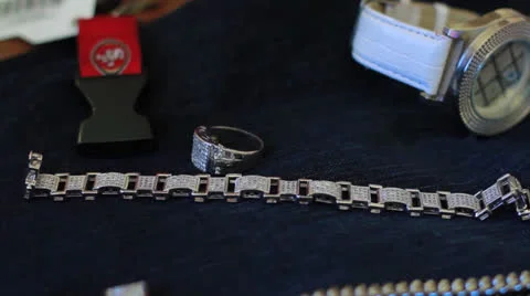 Diamond Watch, Ring and Bracelet 3 Stock Footage 22606060
