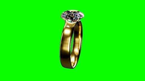 Diamond wedding ring on chroma key screen with empty place on left, fictive Illustrazione stock