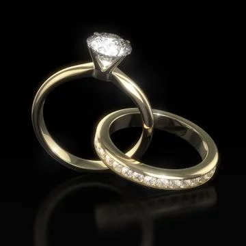Diamond wedding rings - clipping path Stock Illustration