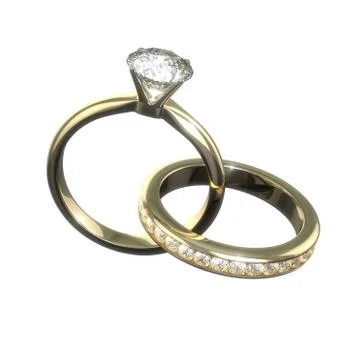 Diamond wedding rings - clipping path Stock Illustration