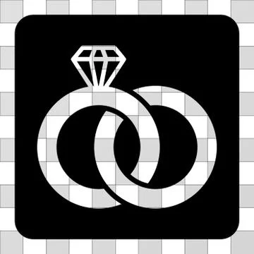 Diamond Wedding Rings Rounded Square 库存插图
