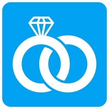 Diamond Wedding Rings Rounded Square Vector Icon 库存插图