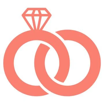Diamond Wedding Rings Vector Icon 库存插图