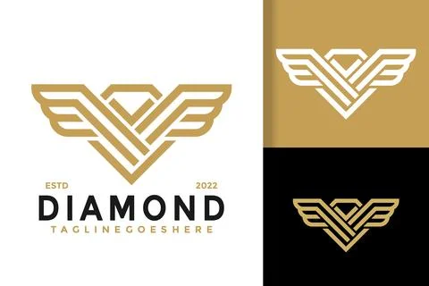 Diamond Wings Logo Design Vector Illustration Template Illustrazione stock