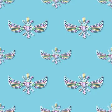 Diamond with wings pattern. Stock Illustration