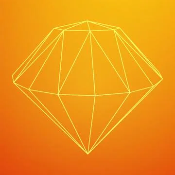 Diamond Wireframe low poly mesh Stock Illustration