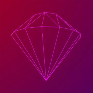 Diamond Wireframe low poly mesh Illustrazione stock