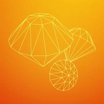 Diamond Wireframe low poly mesh Stock Illustration
