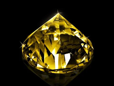 Diamond Yellow on black background Stock Photos