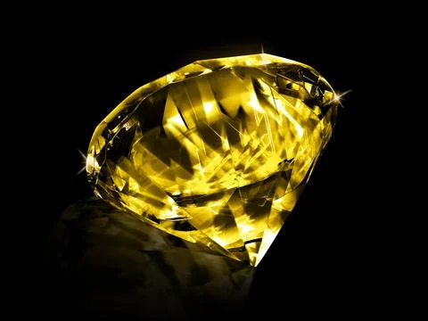 Diamond Yellow on black background Stock Photos