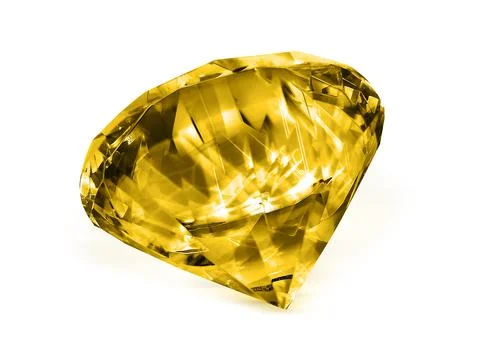 Diamond Yellow on white background Stock Photos