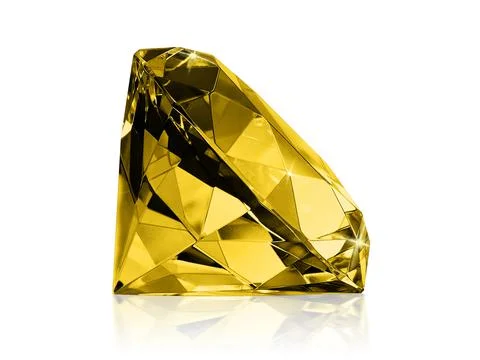Diamond Yellow on white background Stock Photos