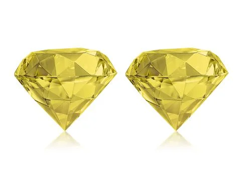 Diamond Yellow on white background Stock Photos