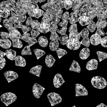 Diamonds 3d composition on black background Stock Photos