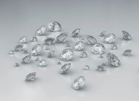 Diamonds against grey background Stock Photos