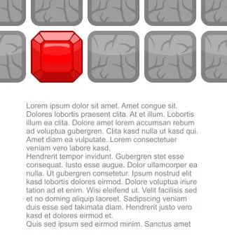 Diamonds among gray stones. Ruby in  soil. Background for presentations. Vect Stock Illustration