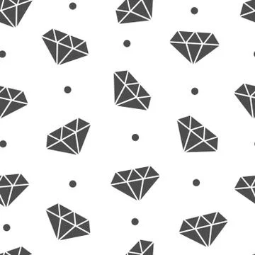 Diamonds and dots - seamless pattern. Black and white background. Vector Stock Illustration