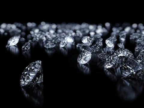 Diamonds on black backgorund Stock Illustration