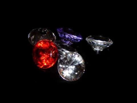 Diamonds on a black background close-up Stock Photos