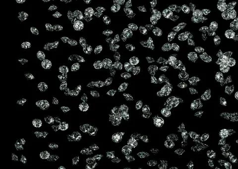Diamonds on black background with space for text. Stock Photos