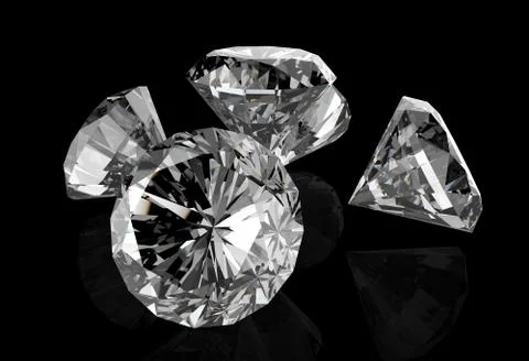 Diamonds on black surface Stock Illustration