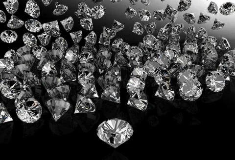Diamonds on black surface Stock Illustration