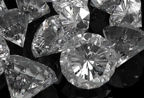 Diamonds on black surface Stock Illustration