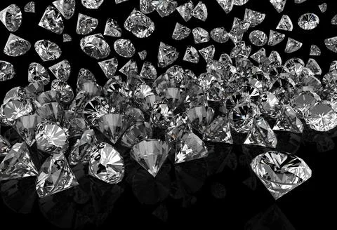 Diamonds on black surface Fotos de archivo