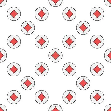 Diamonds Card Suit in Circle vector colored seamless pattern 스톡 일러스트